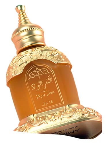 Frasco del perfume Amber Oudh de Rasasi — fragancia unisex
