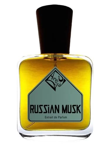 Frasco del perfume Russian Musk de Areej Le Dore — fragancia unisex