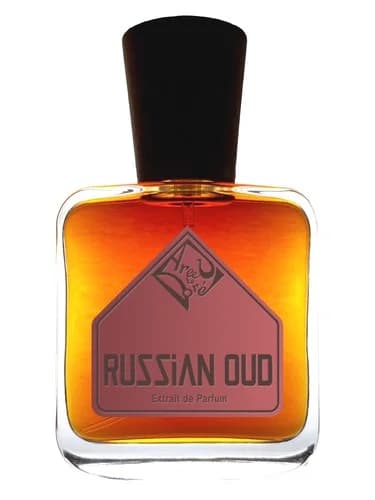 Frasco del perfume Russian Oud de Areej Le Dore — fragancia unisex