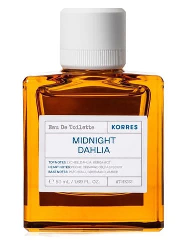 Frasco del perfume Midnight Dahlia de Korres — fragancia unisex