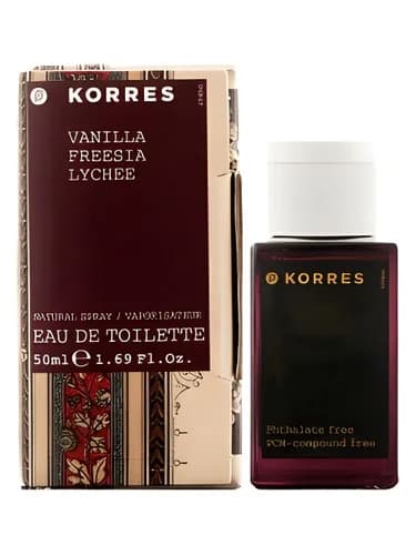 Frasco del perfume Vanilla Freesia Lychee de Korres — fragancia femenino