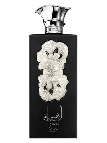 Frasco del perfume Ansaam Silver de Lattafa Perfumes — fragancia unisex