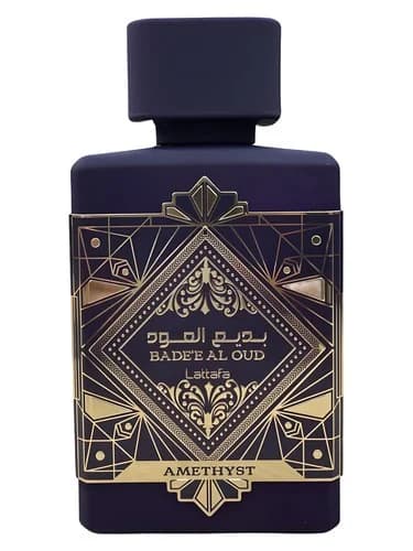 Frasco del perfume Bade E Al Oud Amethyst de Lattafa Perfumes — fragancia unisex