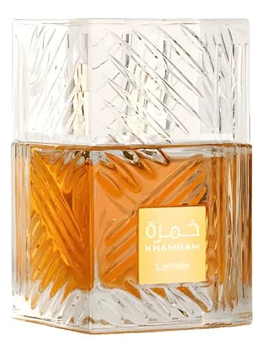 Frasco del perfume Khamrah de Lattafa Perfumes — fragancia unisex