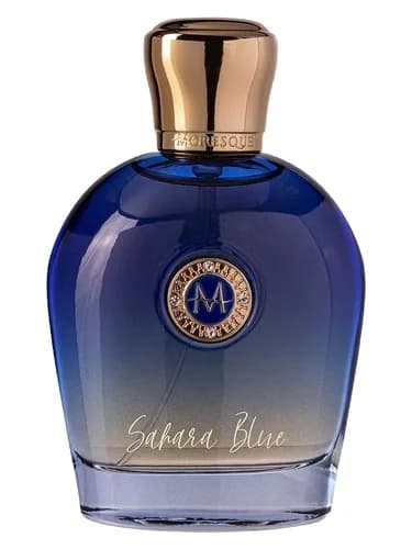 Frasco del perfume Sahara Blue de Moresque — fragancia unisex