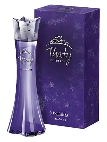 Frasco del perfume Thaty Princess de O Boticario — fragancia femenino