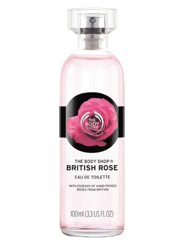 Frasco del perfume British Rose de The Body Shop — fragancia femenino