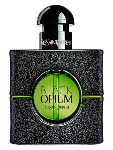 Frasco del perfume Black Opium Illicit Green de Yves Saint Laurent — fragancia femenino